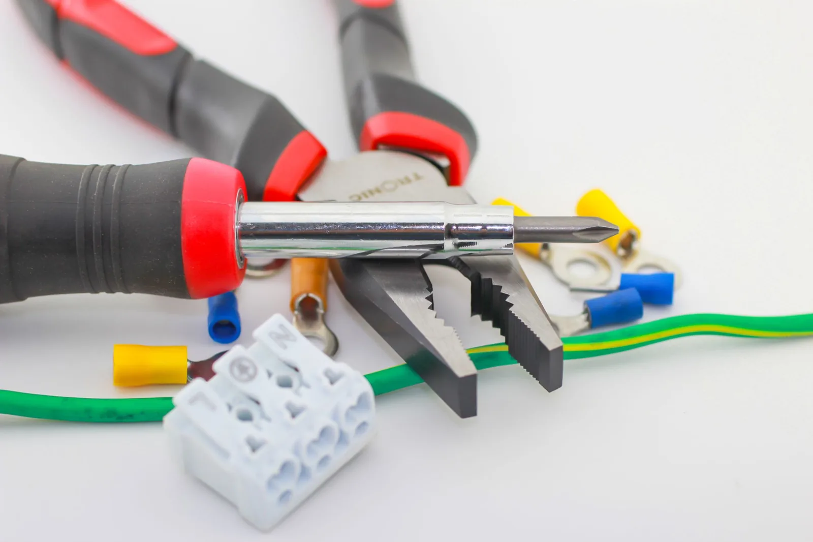 Installer tools and cabling hardware for a CCTV job