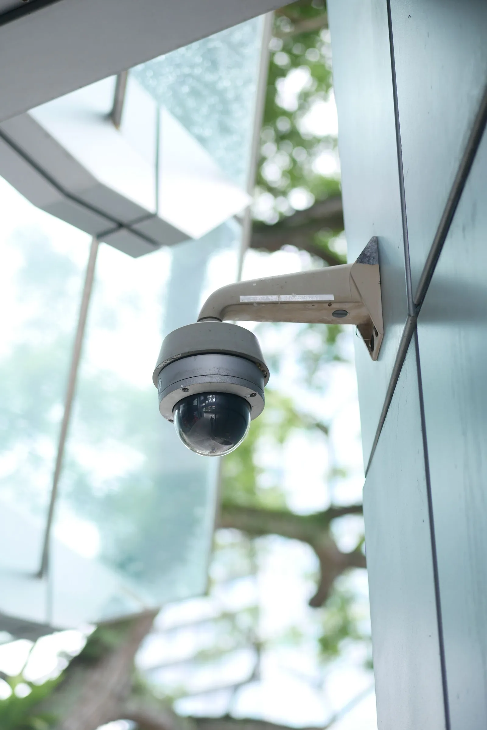 Dome CCTV on a modern building exterior for site coverage